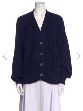 La Ligne V-Neck Button Cardigan Sweater - Navy